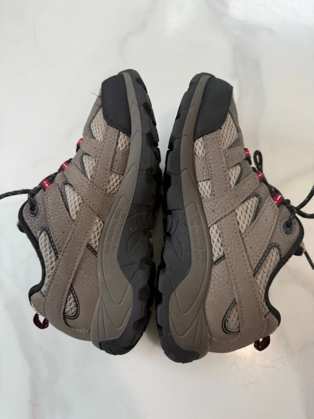 Merrell Kids Brown and Black Trail Sneakers with Red Accents